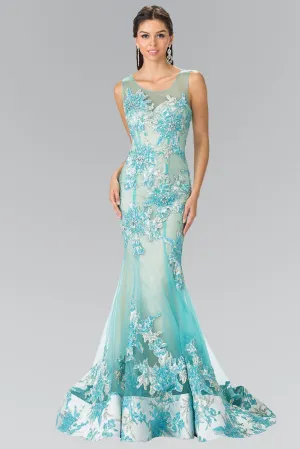 Long Illusion Mermaid Gown with Embroidery by Elizabeth K GL2335