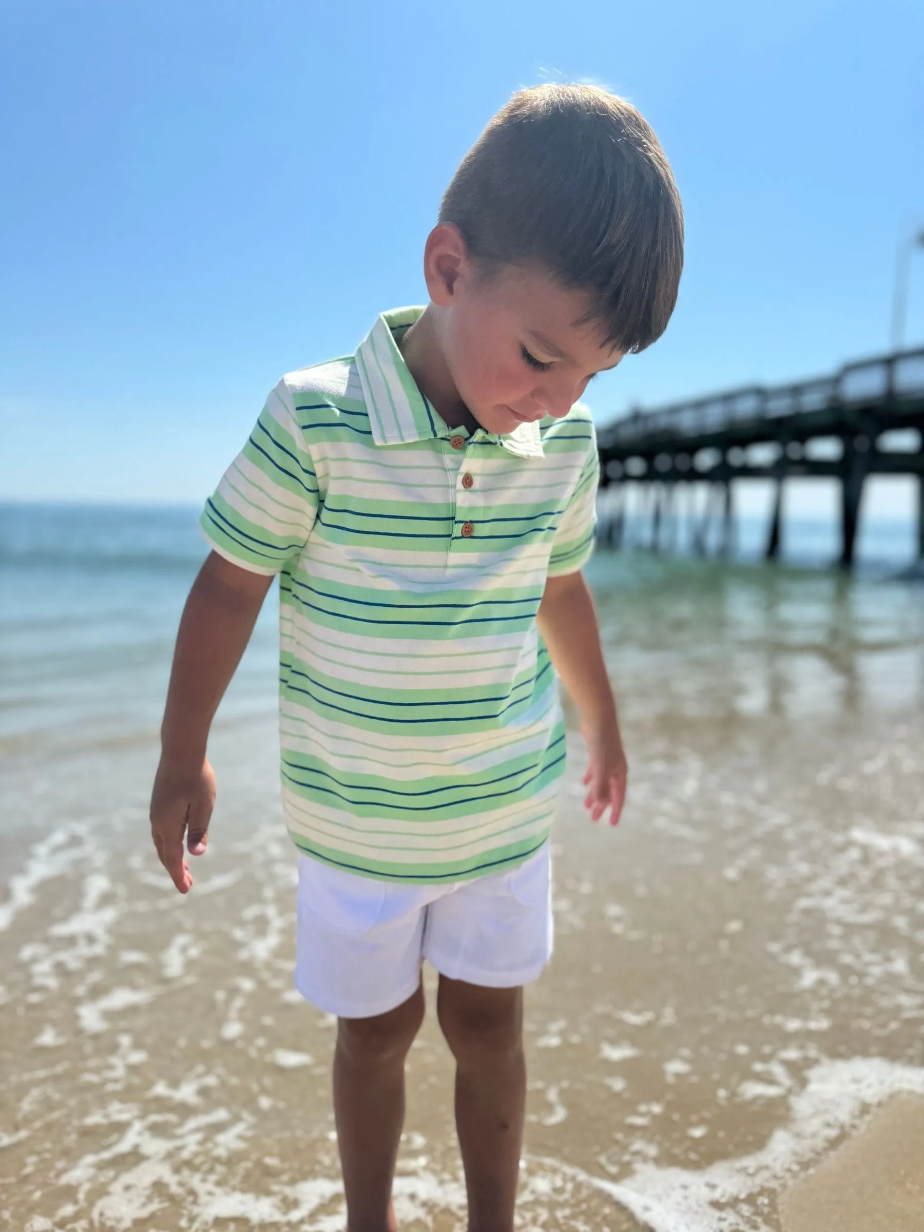 Me & Henry Flagstaff Polo / Lime, Royal & White Stripe