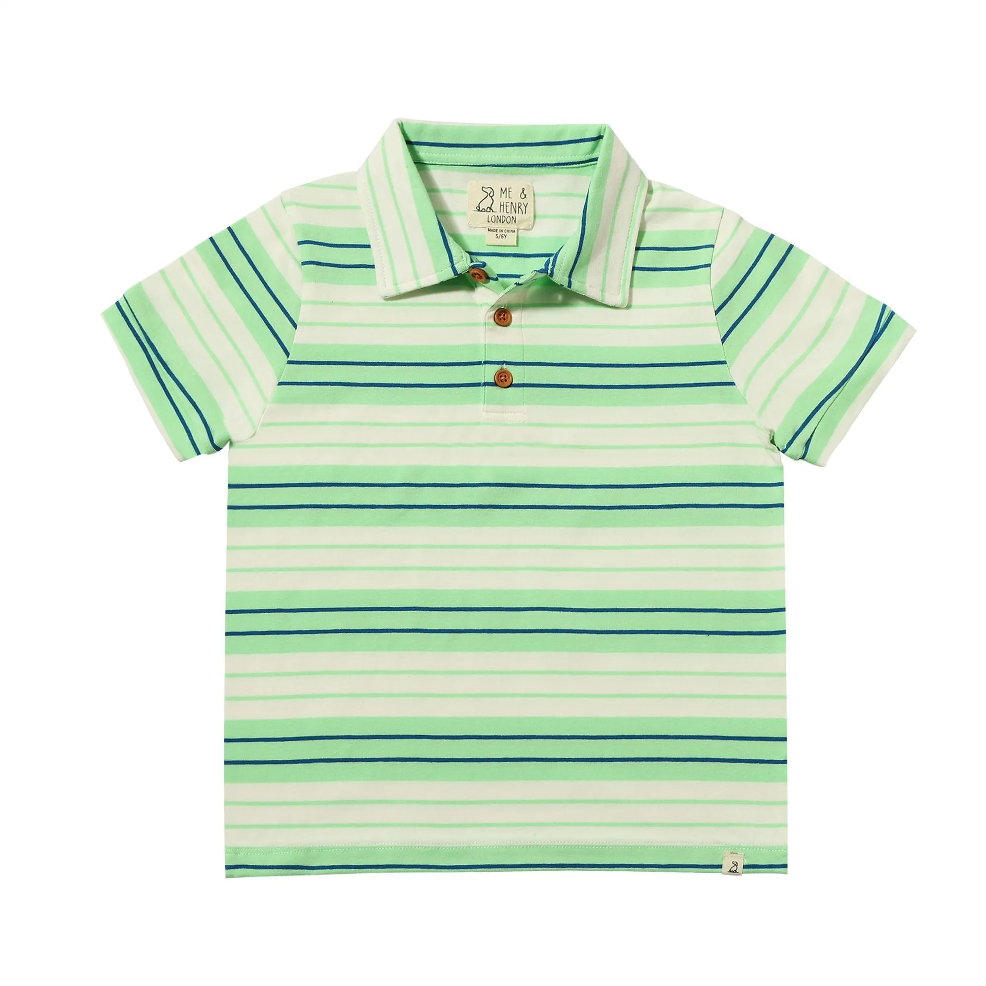 Me & Henry Flagstaff Polo / Lime, Royal & White Stripe