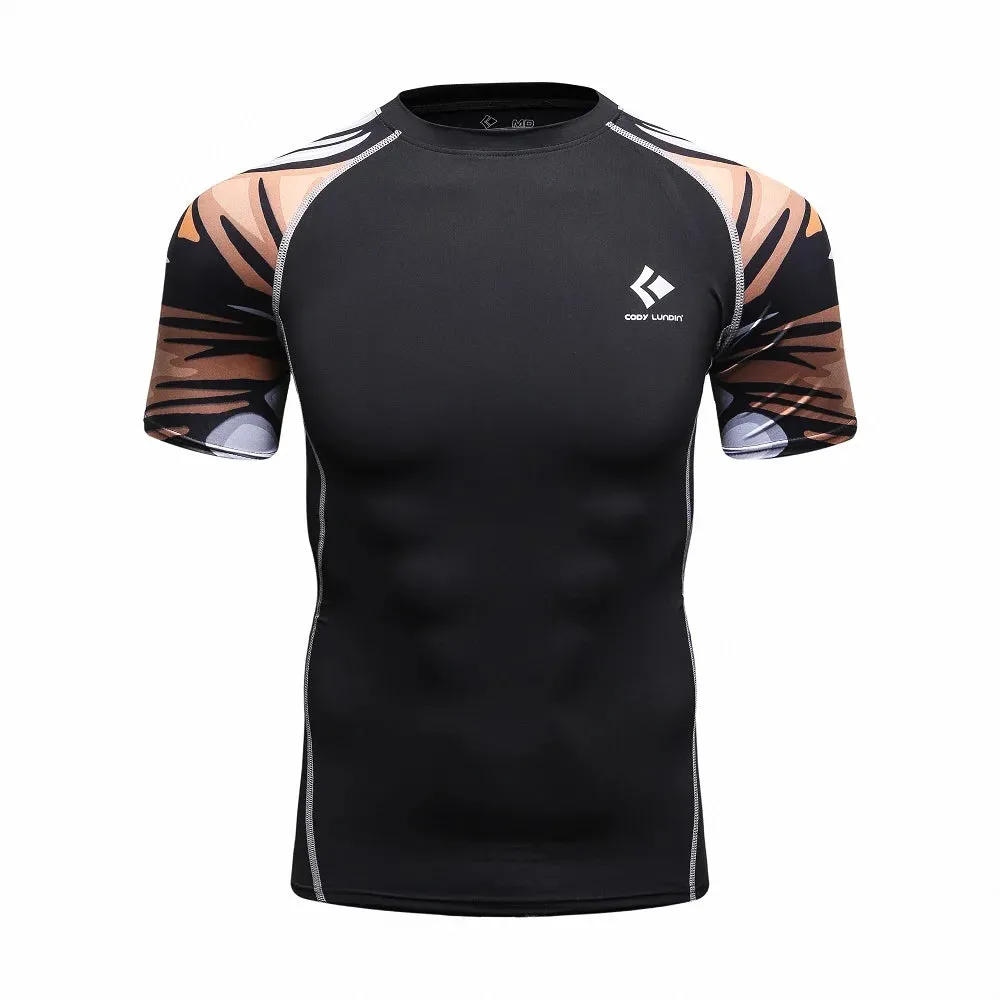 Men Compression Rashguard Spandex Quick Dry Swimsuit Surf UV Protection Rash Guard Diving Suit Tight Beach Shirt Short Trunk