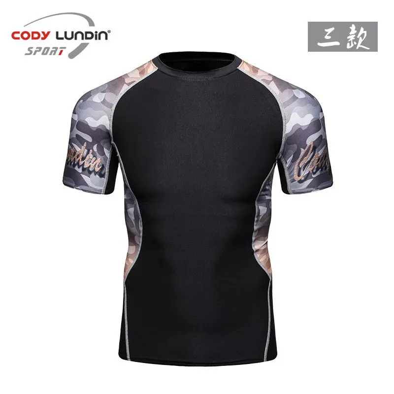 Men Compression Rashguard Spandex Quick Dry Swimsuit Surf UV Protection Rash Guard Diving Suit Tight Beach Shirt Short Trunk
