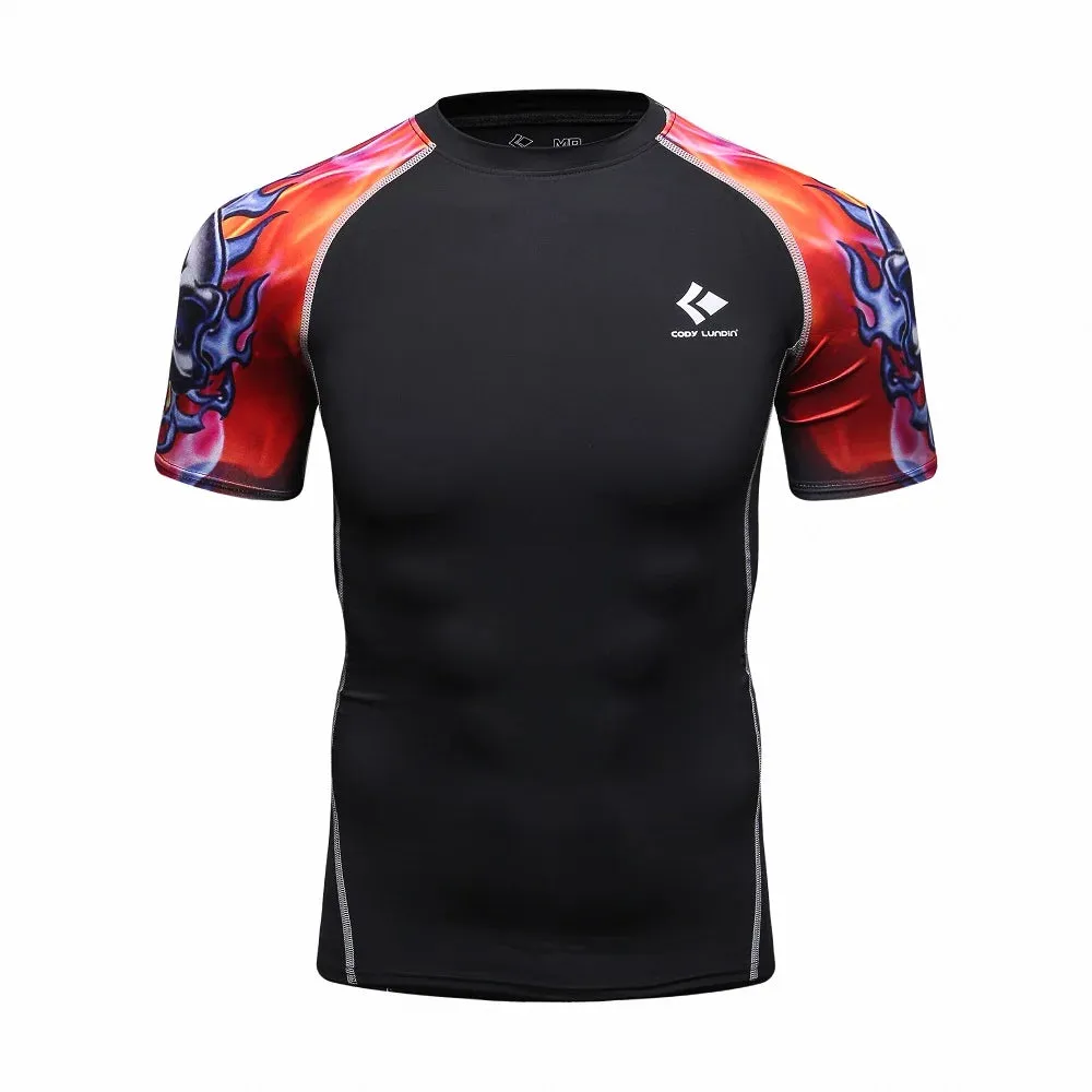 Men Compression Rashguard Spandex Quick Dry Swimsuit Surf UV Protection Rash Guard Diving Suit Tight Beach Shirt Short Trunk