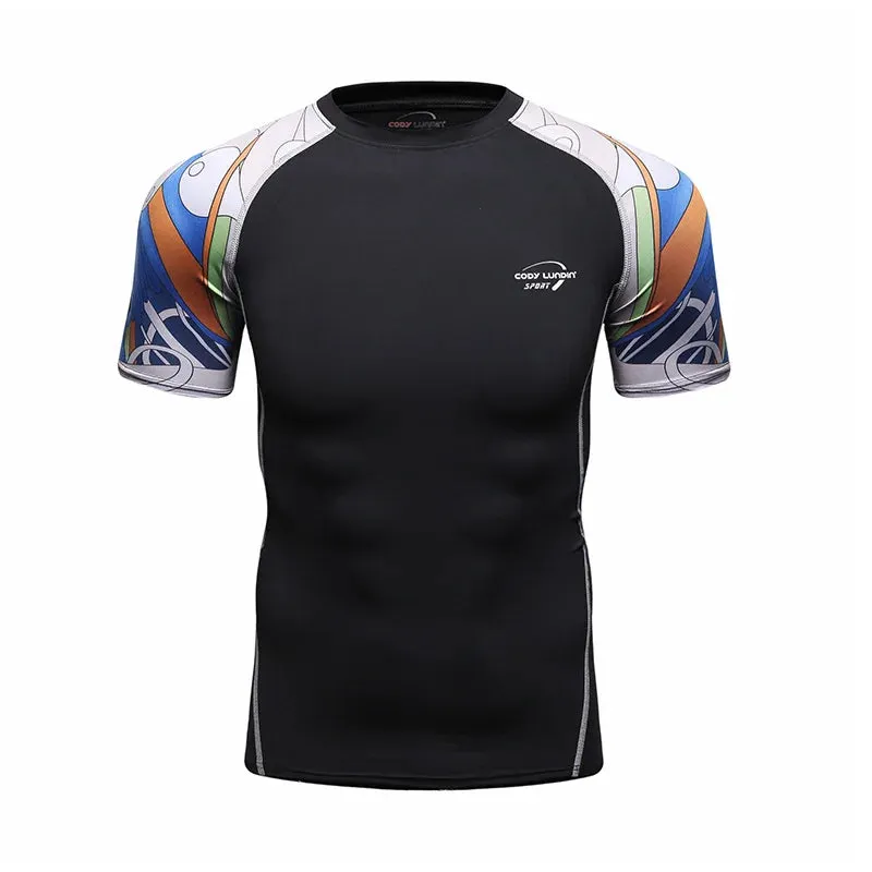 Men Compression Rashguard Spandex Quick Dry Swimsuit Surf UV Protection Rash Guard Diving Suit Tight Beach Shirt Short Trunk