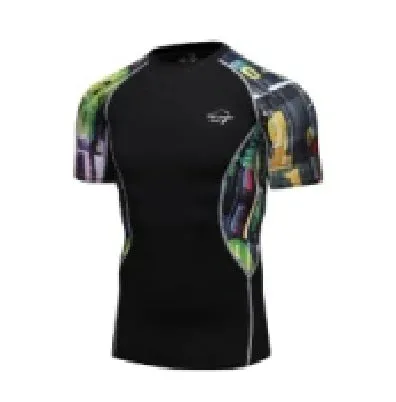 Men Compression Rashguard Spandex Quick Dry Swimsuit Surf UV Protection Rash Guard Diving Suit Tight Beach Shirt Short Trunk