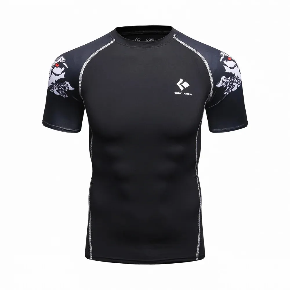 Men Compression Rashguard Spandex Quick Dry Swimsuit Surf UV Protection Rash Guard Diving Suit Tight Beach Shirt Short Trunk