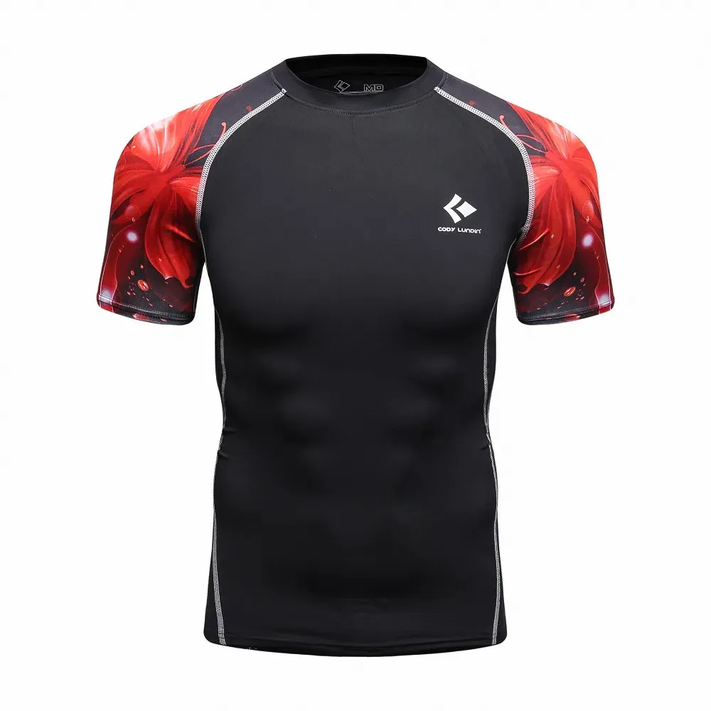 Men Compression Rashguard Spandex Quick Dry Swimsuit Surf UV Protection Rash Guard Diving Suit Tight Beach Shirt Short Trunk