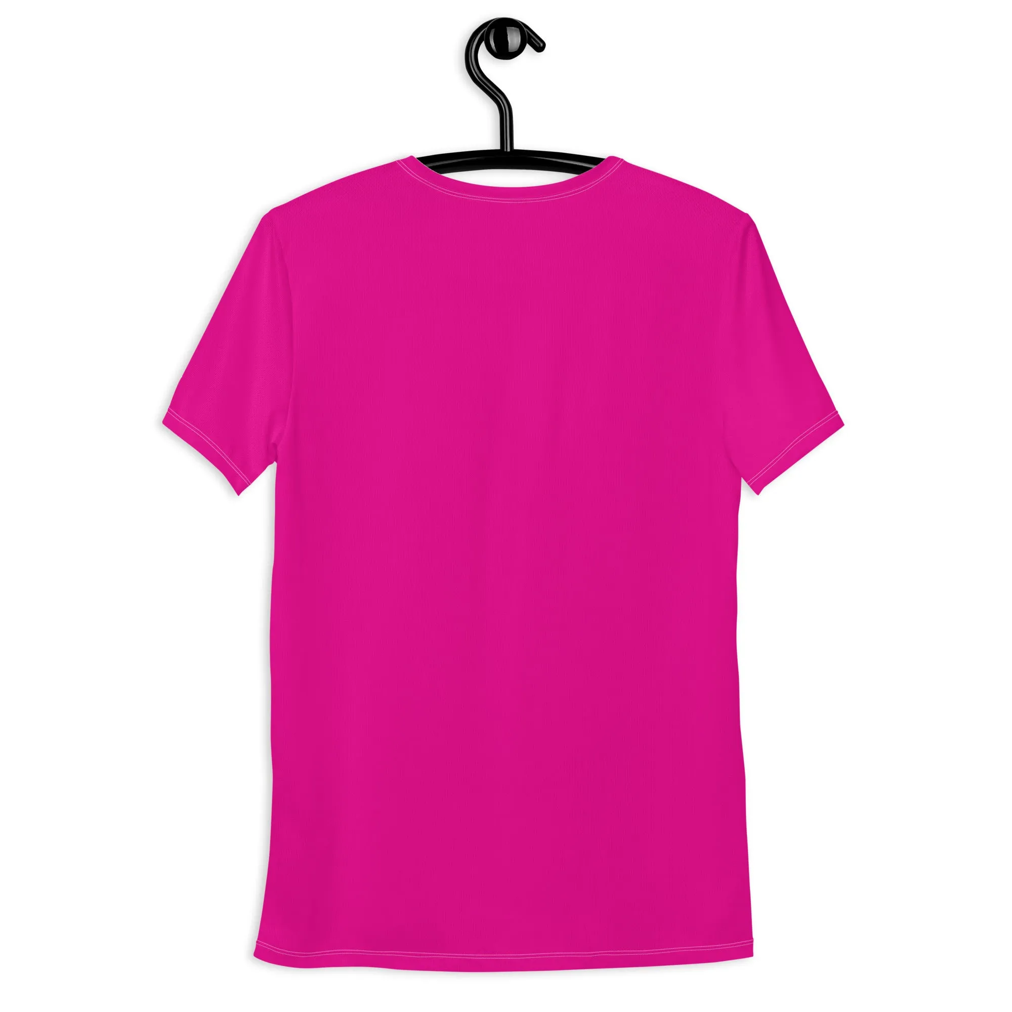 Men's Athletic Short Sleeve Rash Guard - Solid Color Training Gear - Hollywood Cerise