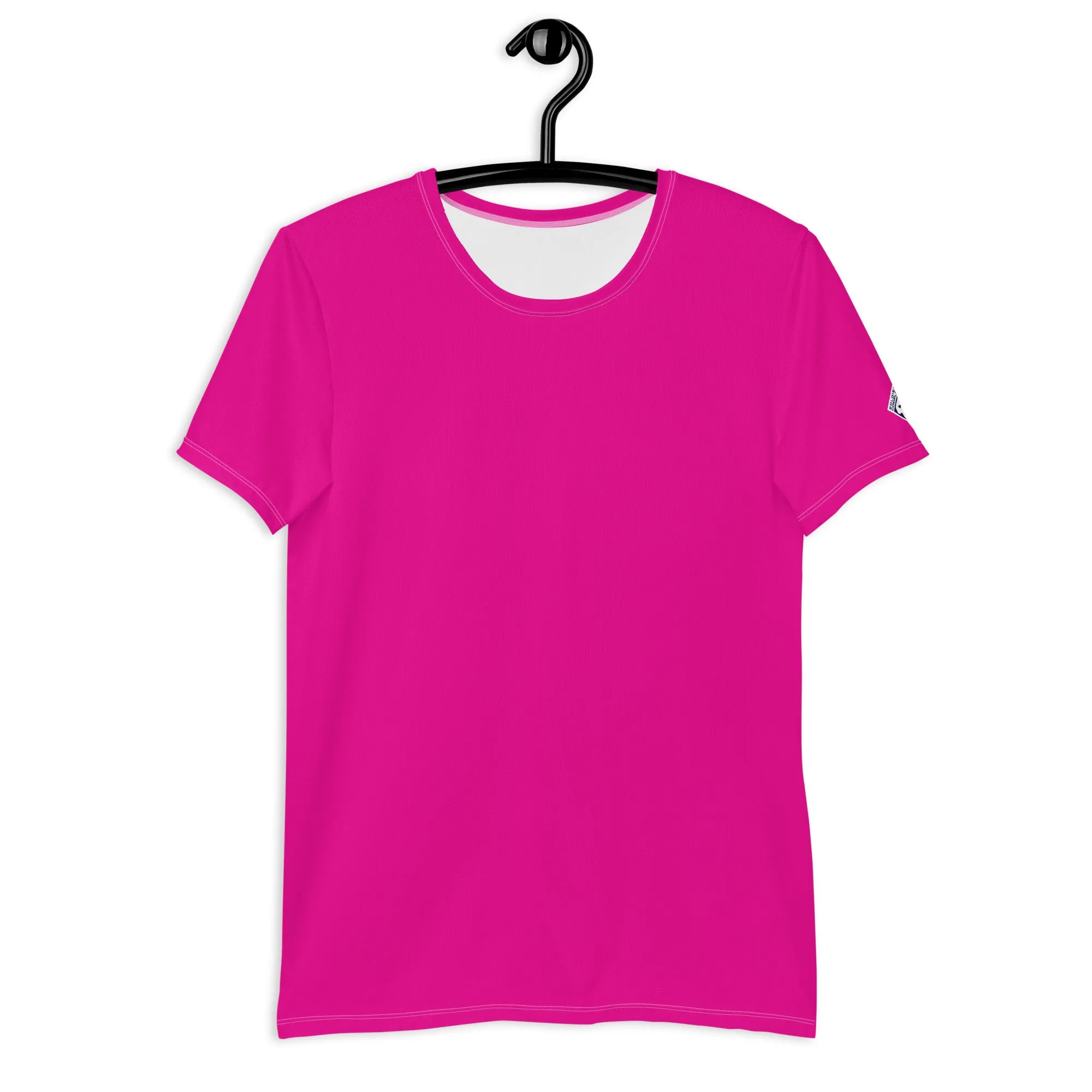 Men's Athletic Short Sleeve Rash Guard - Solid Color Training Gear - Hollywood Cerise