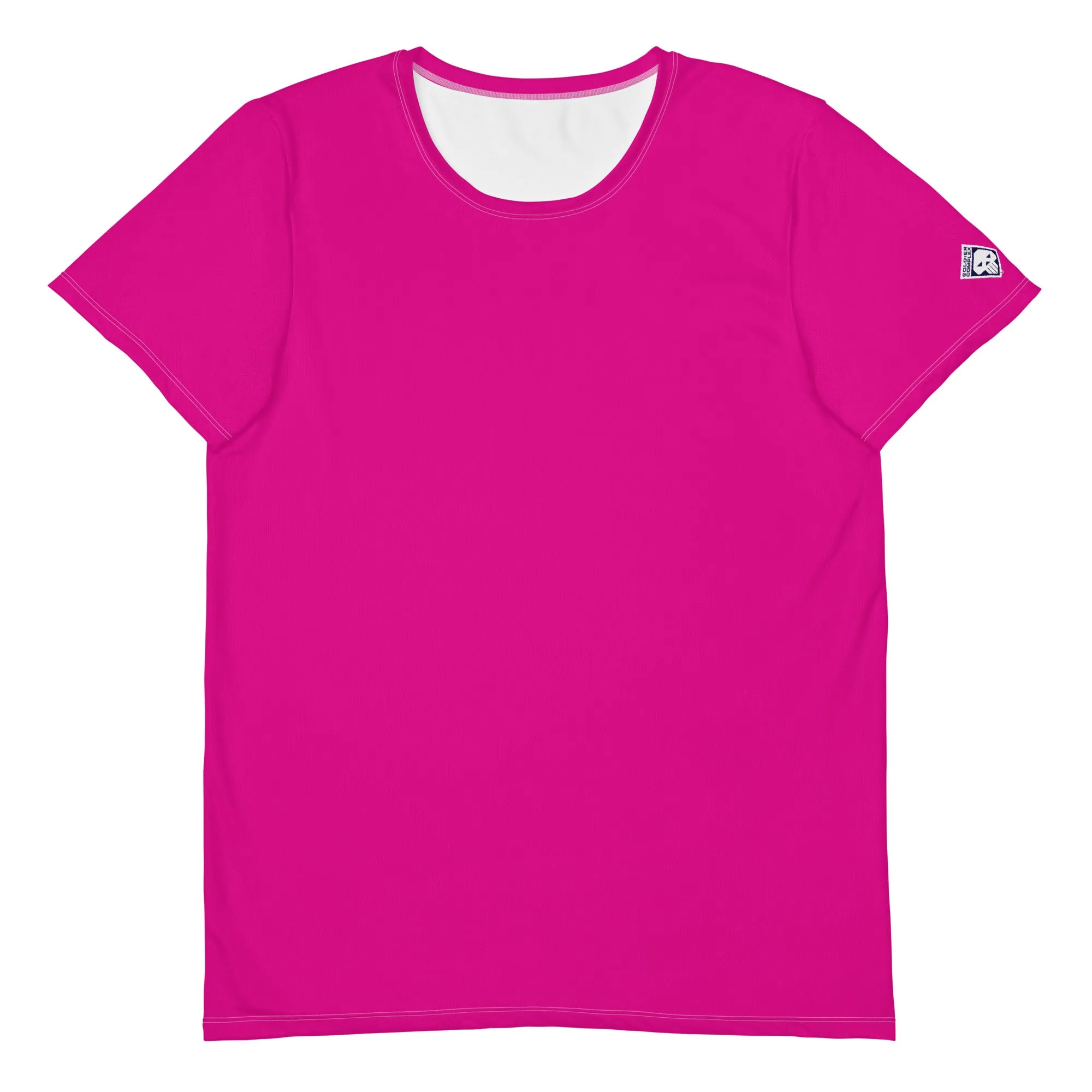 Men's Athletic Short Sleeve Rash Guard - Solid Color Training Gear - Hollywood Cerise