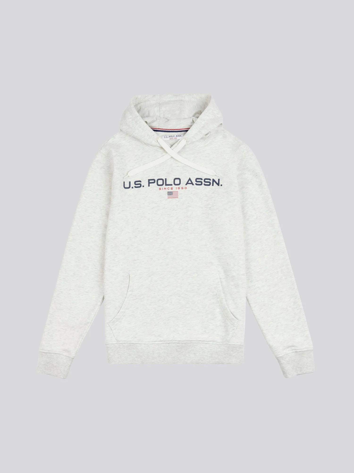 Mens Block Flag Graphic Hoodie in Light Grey Marl