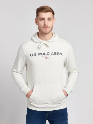 Mens Block Flag Graphic Hoodie in Light Grey Marl