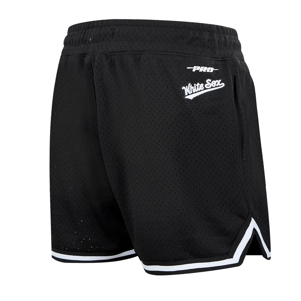 MLB CHICAGO WHITE SOX SCRIPT TAIL WOMEN'S MESH TAPE SHORT (BLACK)