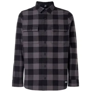 Oakley  Black Grey Cozy Bear Flannel Button Up Long Sleeve Sherpa Lining Cotton