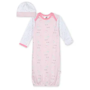 Organic Baby Girls 2-Piece Lil' Llama Gown and Hat Set