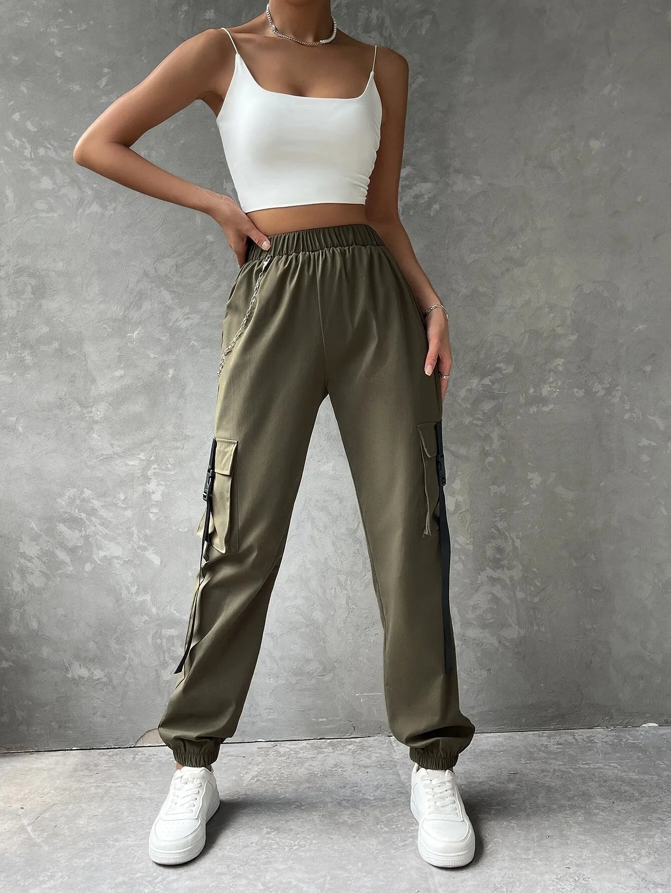 Pocket Buckle Tape Cargo Pant