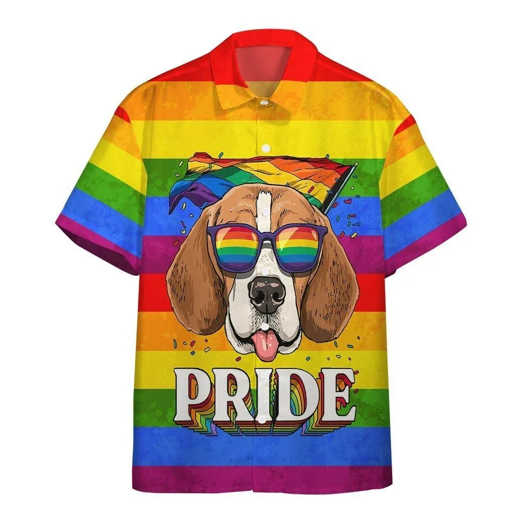 Pride 3D T Shirts, Im Pround And So Is My Beagle Awesome Background Design Hawaiian Shirt
