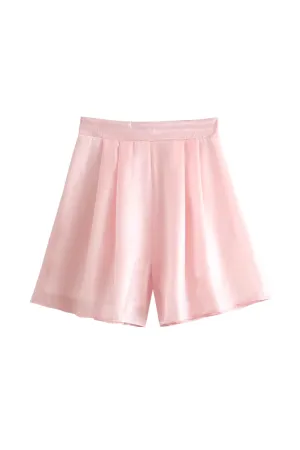 'Quinn' High-waist Pleated Mesh Shorts