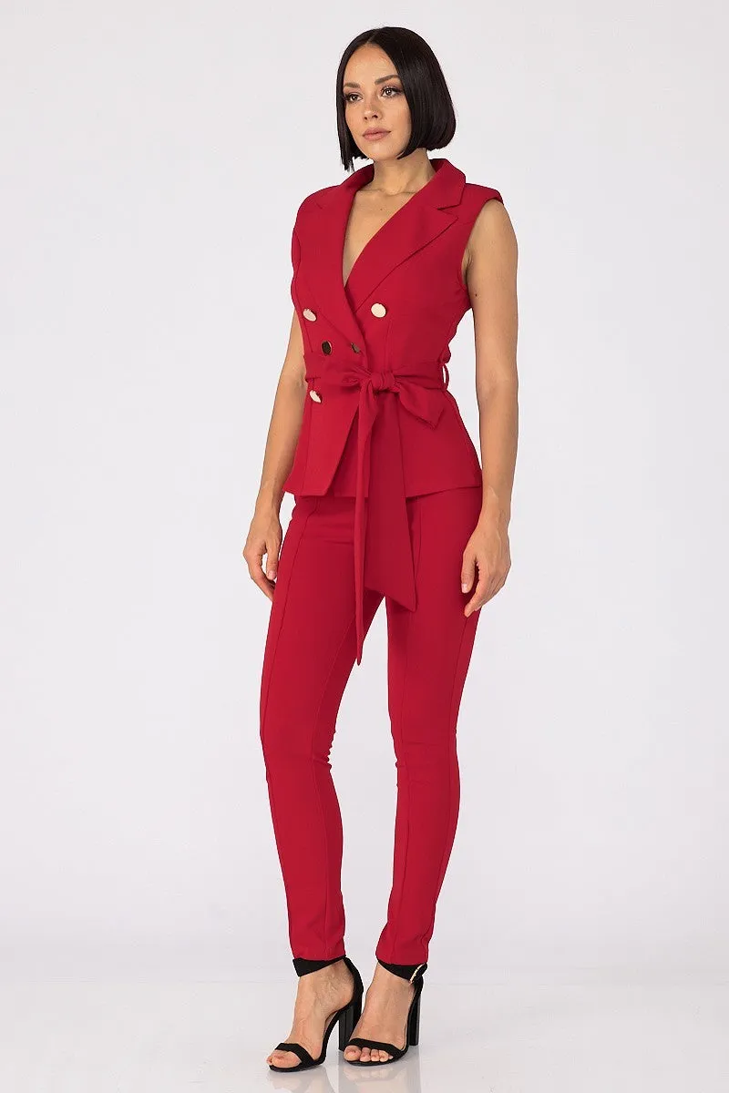Sleeveless Blazer and Pants Set