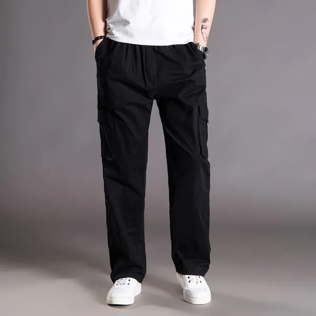 Spring Autumn Men Casual Cargo Pants 95% Cotton Multiple Pockets Male Thin Trousers Loose