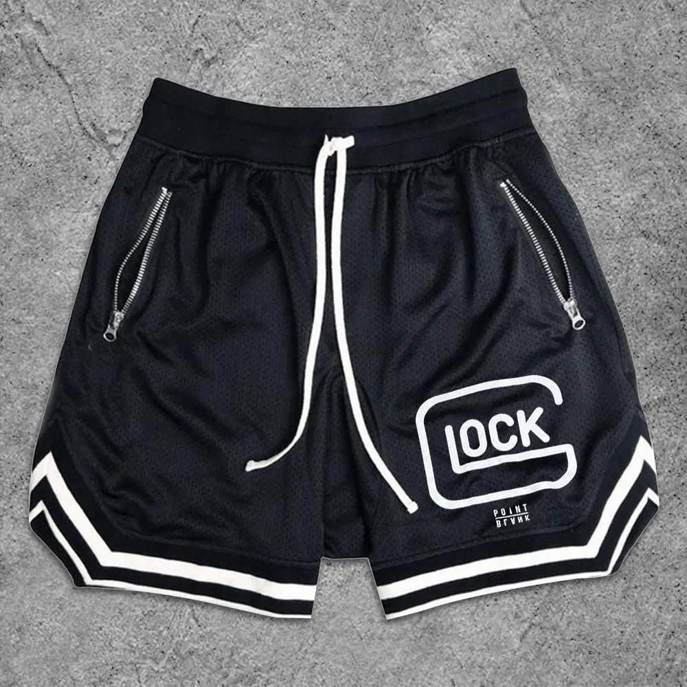 Street Fashion Text Pattern Mesh Shorts