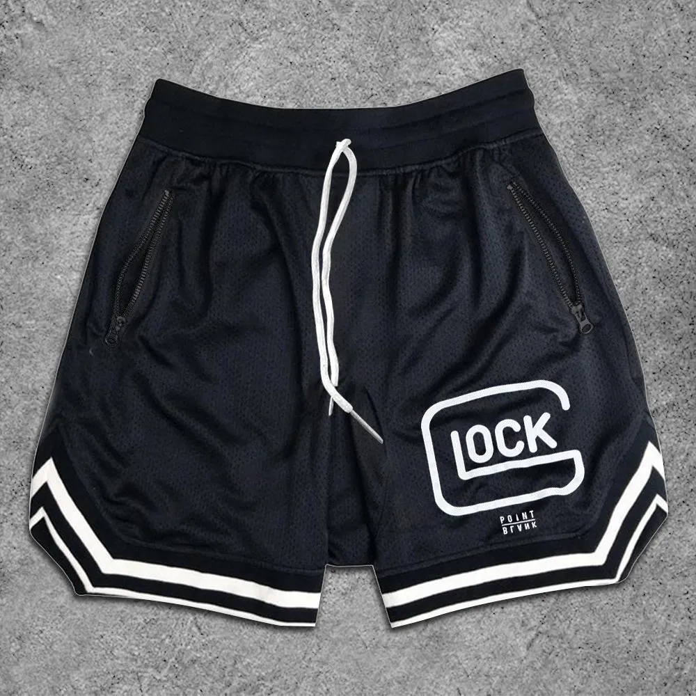 Street Fashion Text Pattern Mesh Shorts