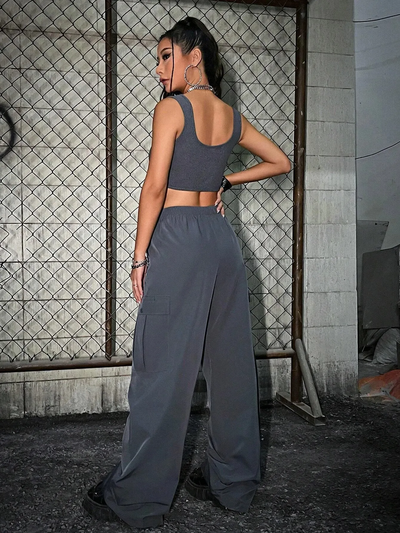 Tank Top And Flap Pocket Cargo Pants