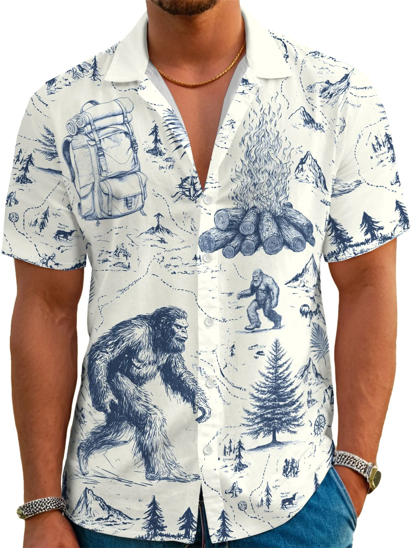 Tropical Shirt Button Shirt Holiday Casual Animal Print Short Sleeve Shirt for Men