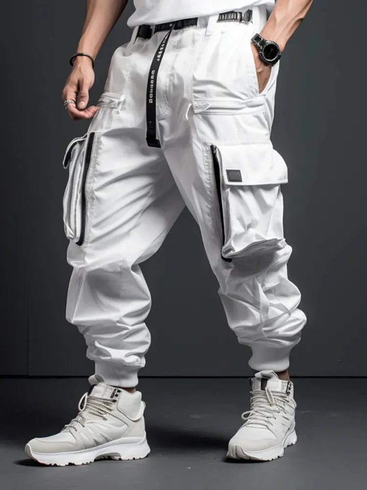 White Techwear Cargo Pants