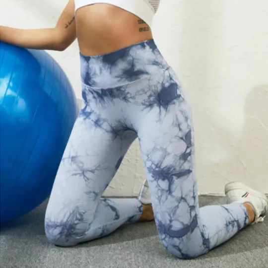 Women's Waist Fitness Leggings  - High Waist Tie Dyed Seamless Leggings