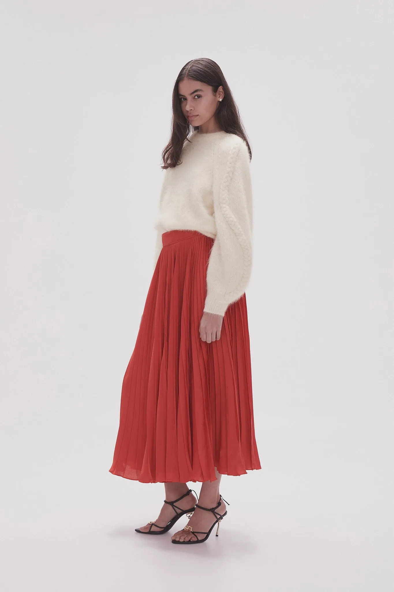 Wondrous Pleated Satin Skirt